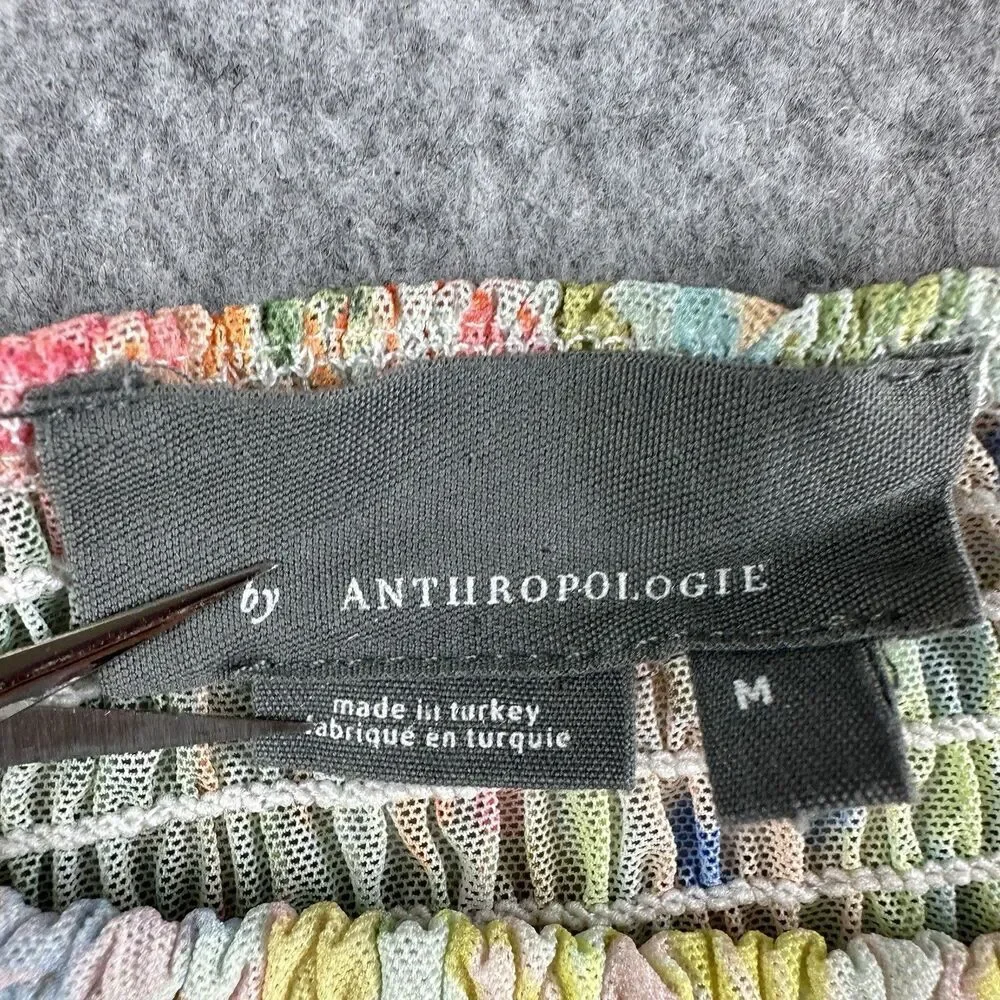 Anthropologie Rouen Smocked Top Womens M Long Sleeve Floral Boho Colorful 2-Way